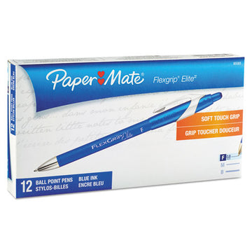 Paper Mate® Flexgrip Elite Ballpoint Pen, Retractable, Fine 0.8 Mm, Blue Ink, Blue Barrel, Dozen freeshipping - TVN Wholesale